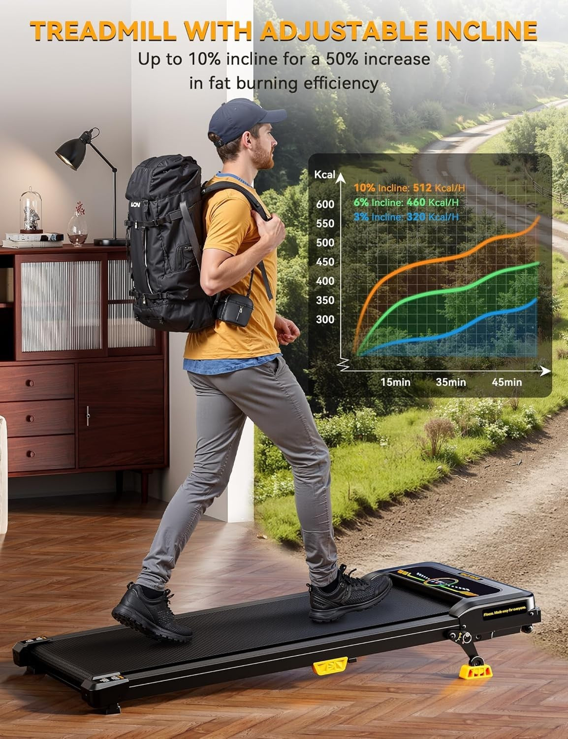 Compact Under Desk Treadmill 6km/h Incline Quiet Home Office Workout