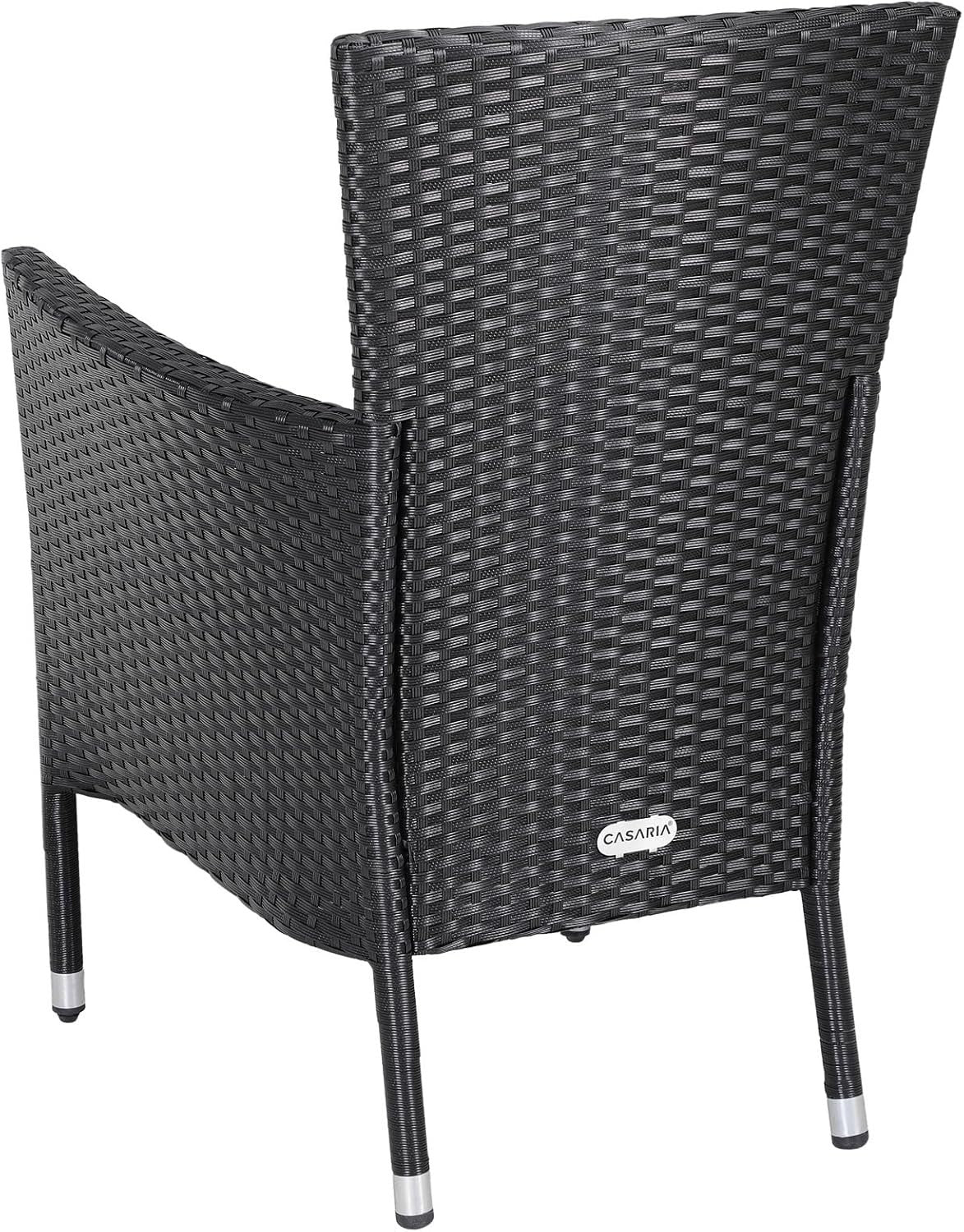 Black Rattan Garden Chairs Set of 6 Stackable Patio Dining Seats Heavy Duty