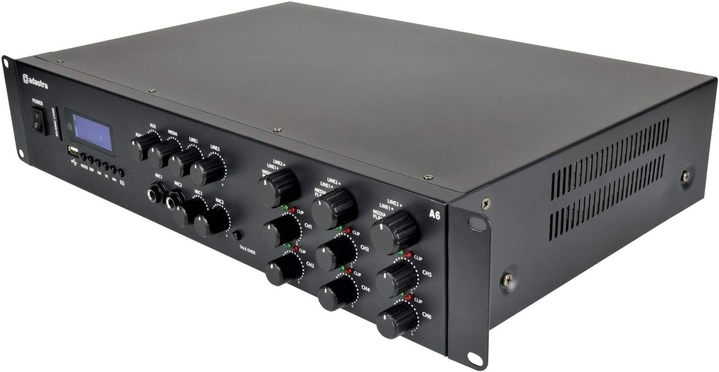 6-Channel Multi-Zone Stereo Amplifier 6x200W Bluetooth FM USB SD
