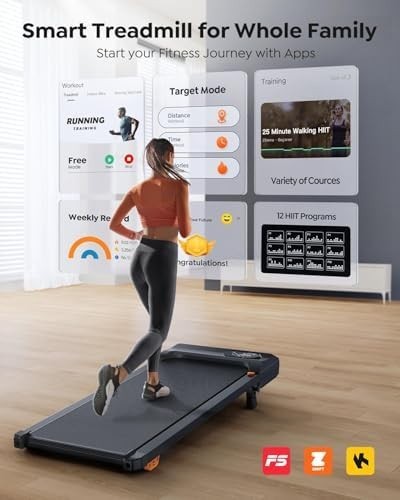 Under Desk Walking Pad 10% Incline Compact Treadmill Home Office LED