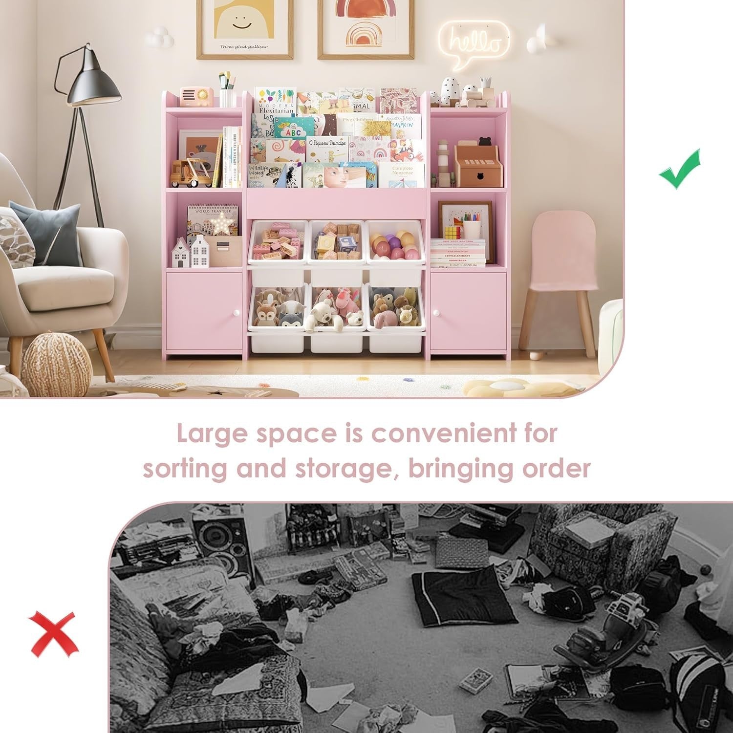 Kids 4-Tier Toy Organizer & Bookshelf with 6 Removable Boxes 119x29.5x94cm