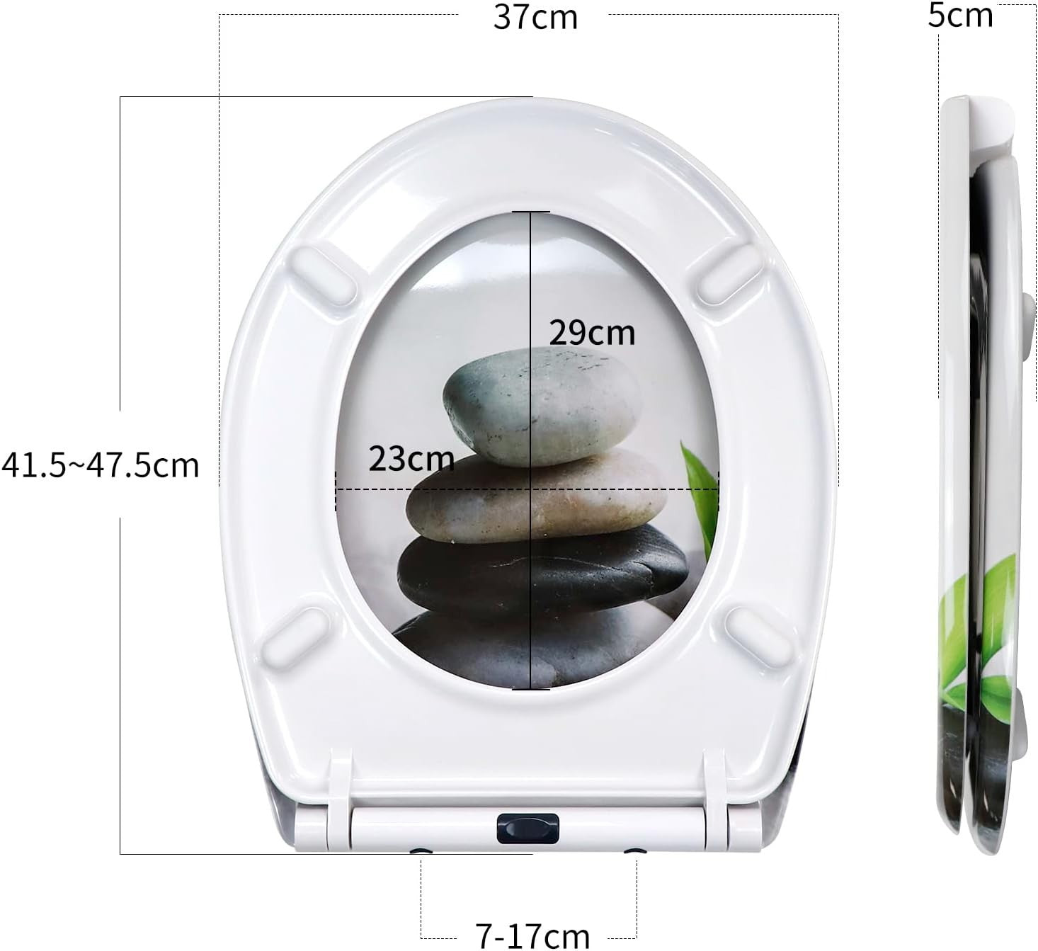 Soft Close Toilet Seat Quick Release Lid Top Fixing Duroplast 45x37cm