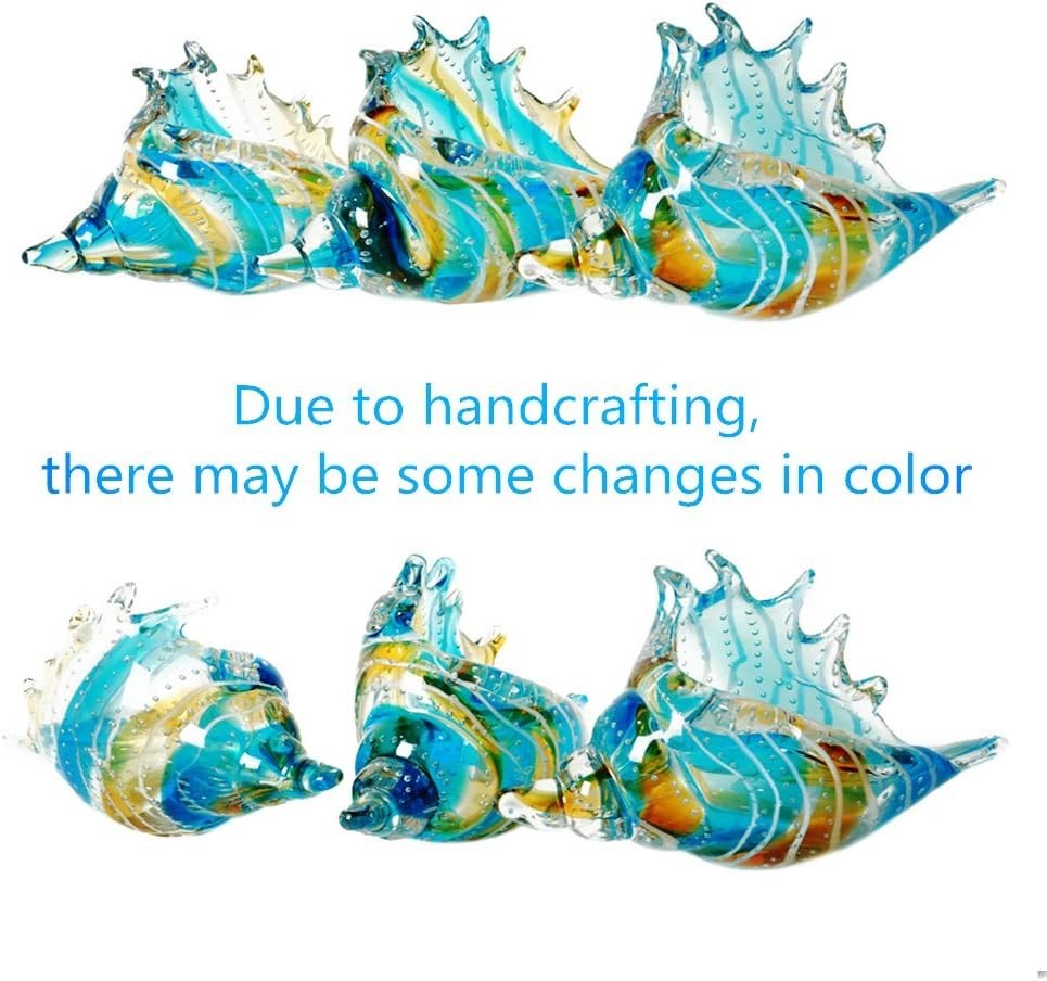Hand Blown Glass Conch Figurine • Colourful Seashell Ornament