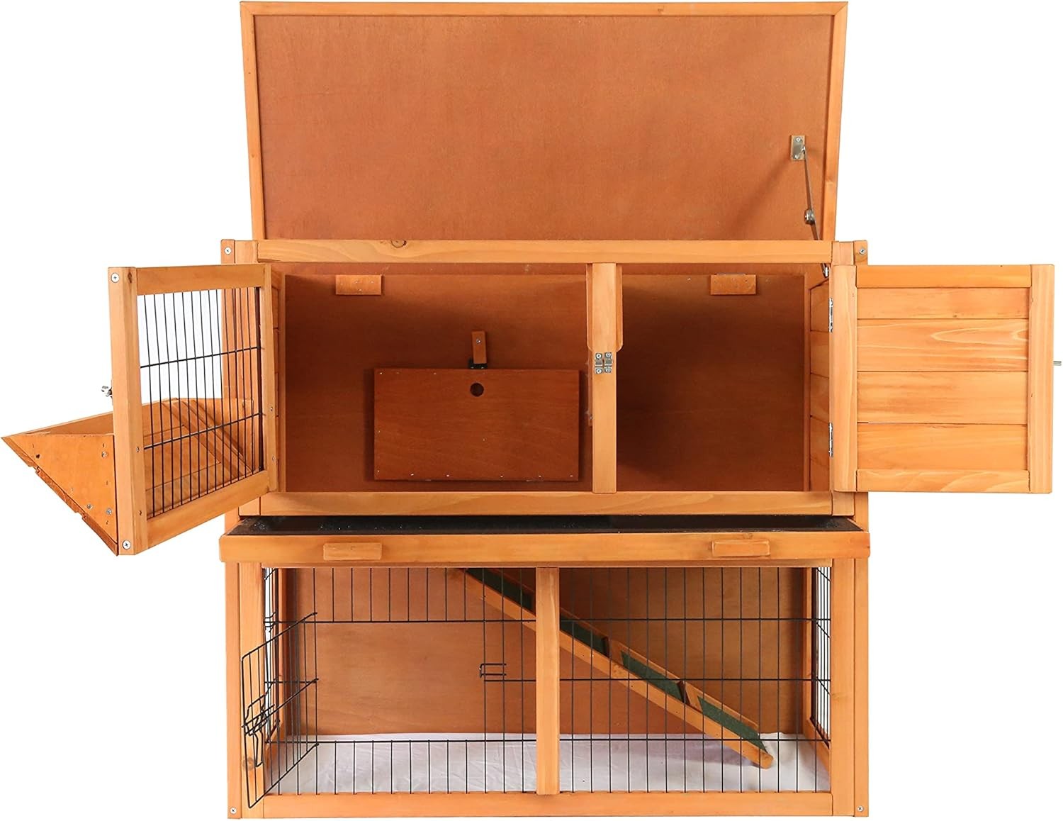 2 Tier Rabbit Hutch Outdoor Double Decker Guinea Pig Cage Sliding Tray