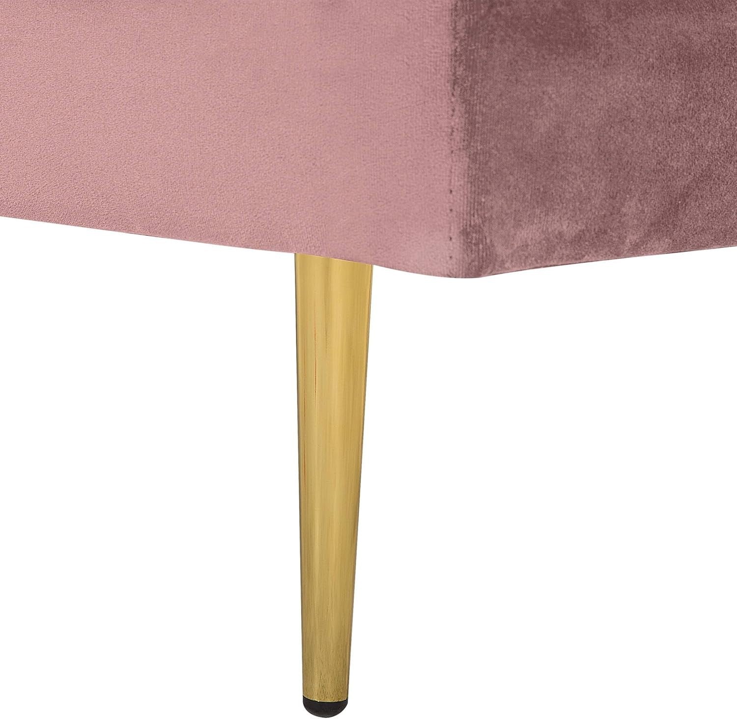 Modern Pink Velvet Chaise Lounge Gold Metal Legs Compact Stylish Seating
