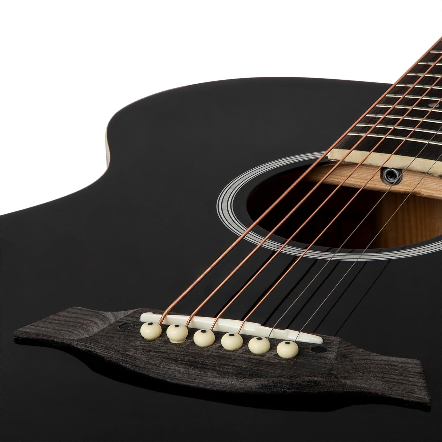 3/4 Size Acoustic Guitar Starter Kit Steel Strings Black