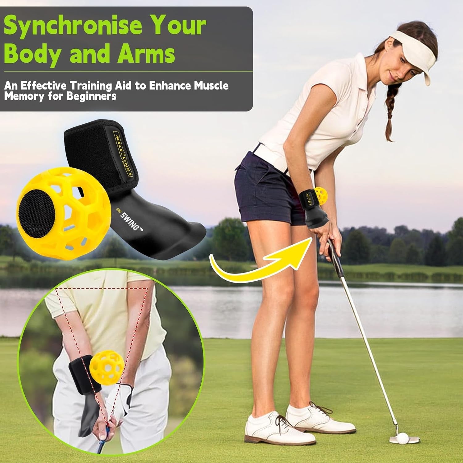 Golf Swing Trainer Ball with Wrist Strap Posture Aid