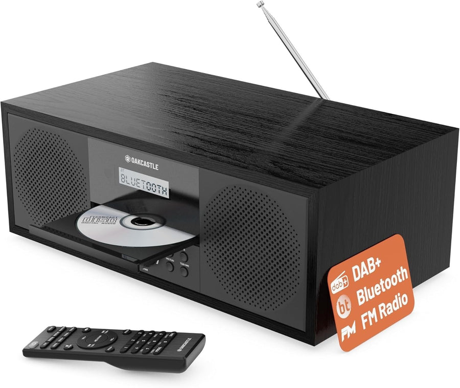 60W Stereo DAB+ Bluetooth CD Player Hi‑Fi System with Dual Alarm