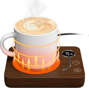 Smart Coffee Mug Warmer – Desk Beverage Heater, Black & Wood