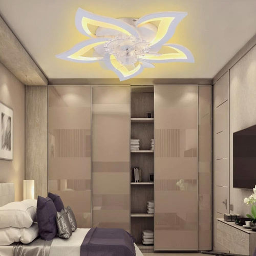 Blendra 64CM Modern Ceiling Fan with Light, White, 6-Speed, Remote, LED