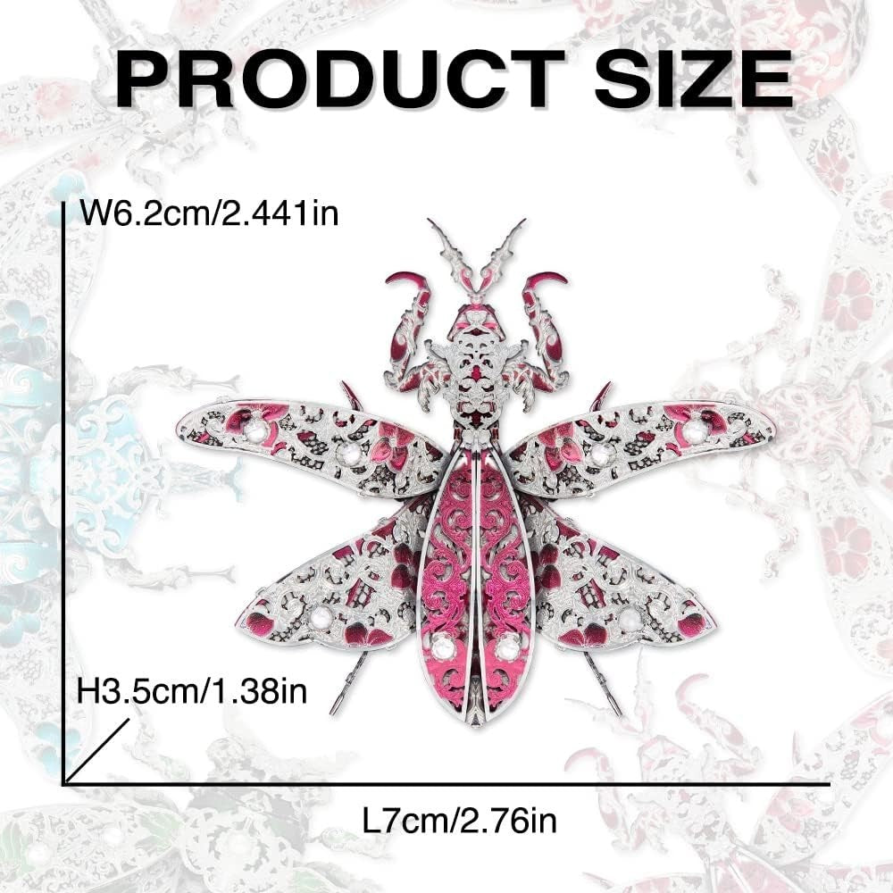 3D Metal Mantis Puzzle for Adults, Steel Insect Model, DIY Gift Kit 29pcs