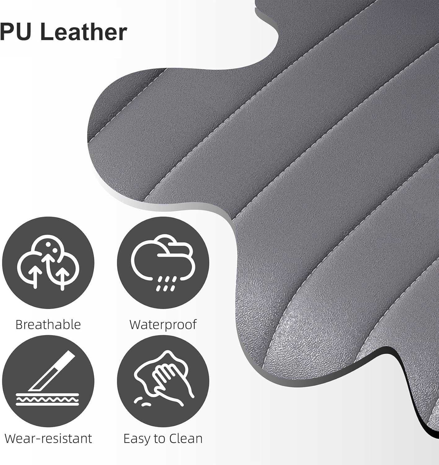 Dark Grey Adjustable Swivel Bar Stool PU Leather Modern Counter Chair