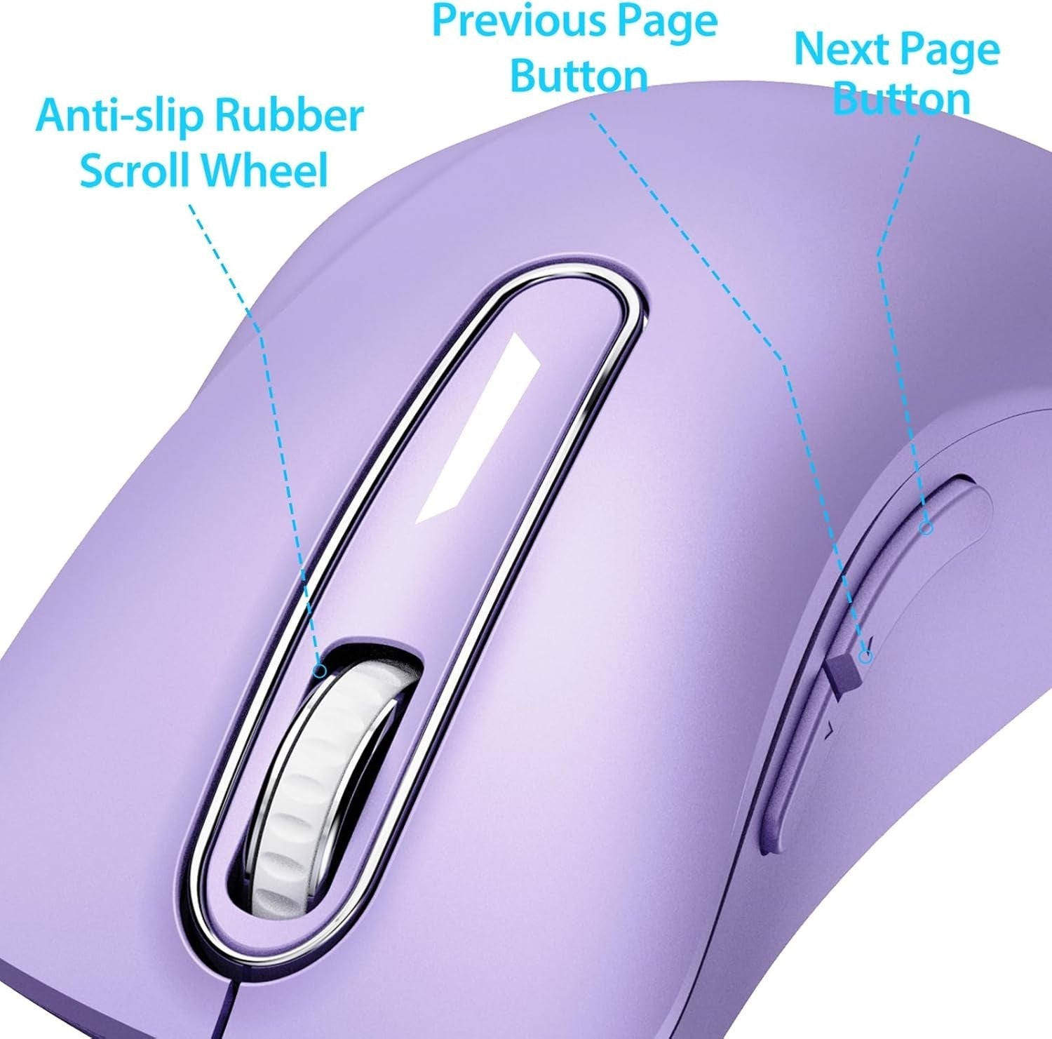 Ergonomic Wireless Mouse 1400 DPI USB 2.4G Portable Laptop Lilac