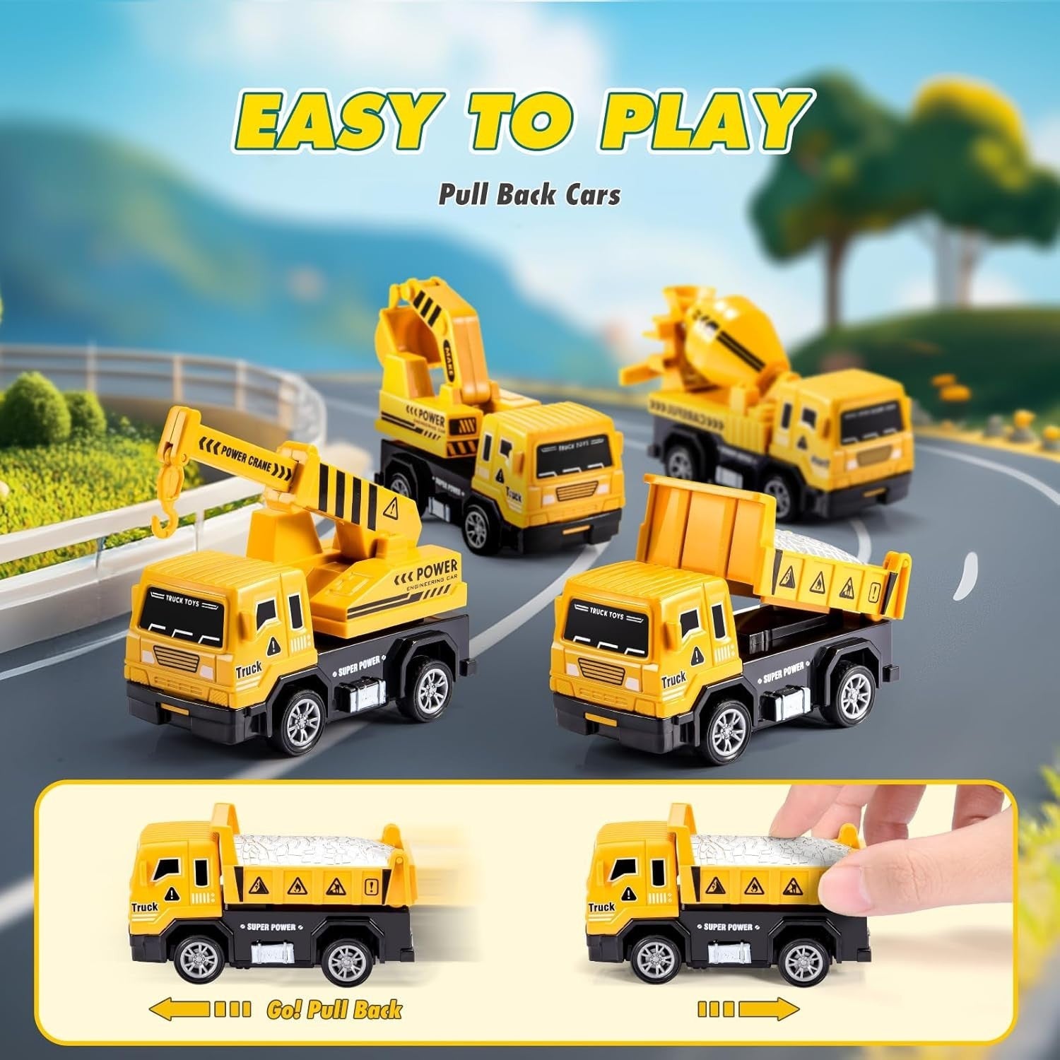 Remote Control Construction Truck Set with Lights & Music for Boys 1-6