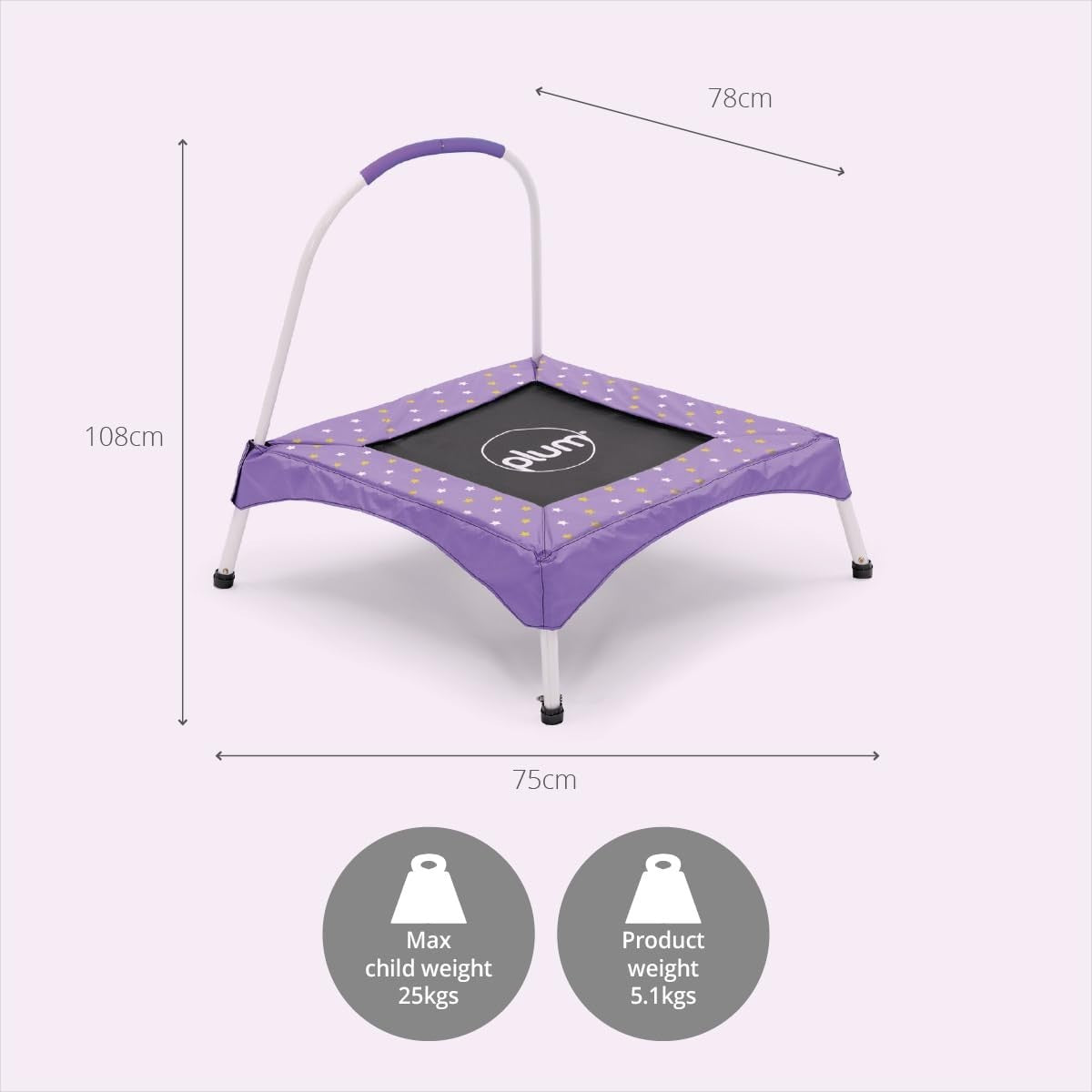 Kids Mini Trampoline with Handle Toddler Indoor Bounce Junior Fitness