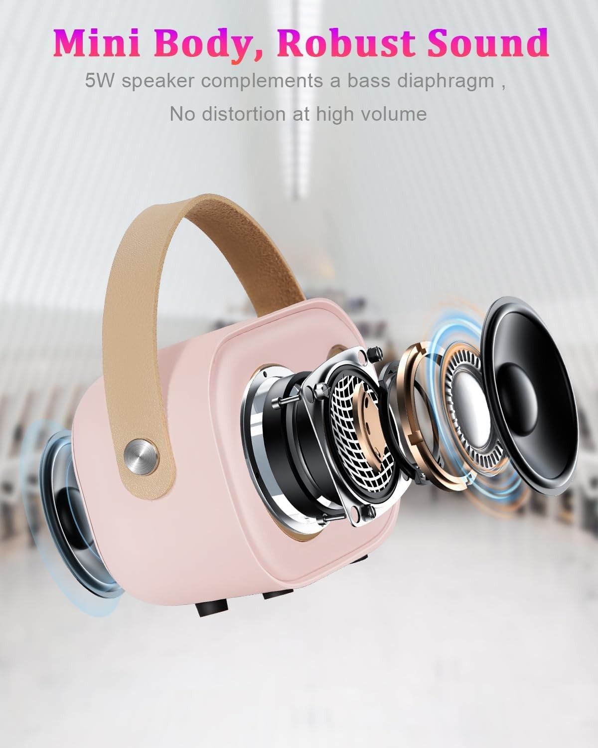 Pink Mini Karaoke Machine with 2 Wireless Mics Bluetooth