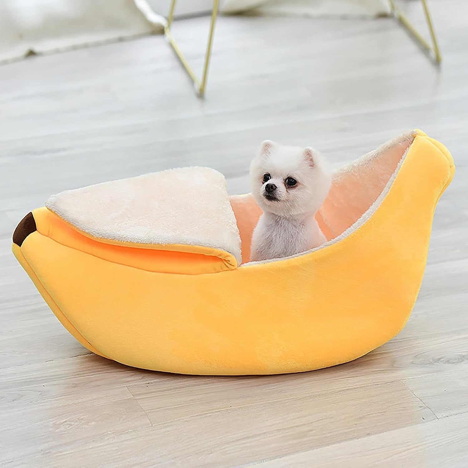 Banana Cat Bed Soft Plush Pet Cave House Warm Puppy Kitten Nest