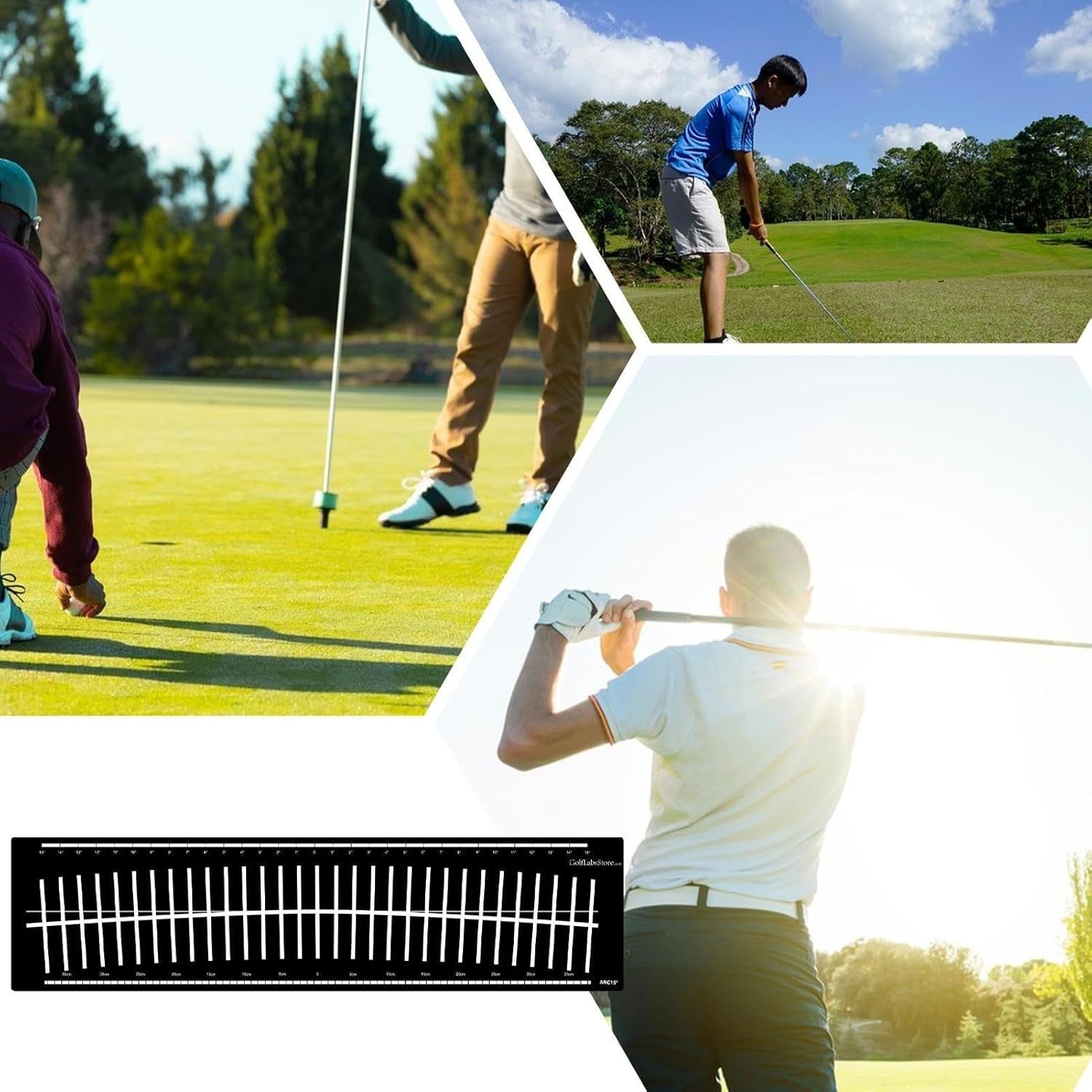 Golf Hitting Mat Alignment Trainer Putting Practice Aid 22in Indoor Outdoor