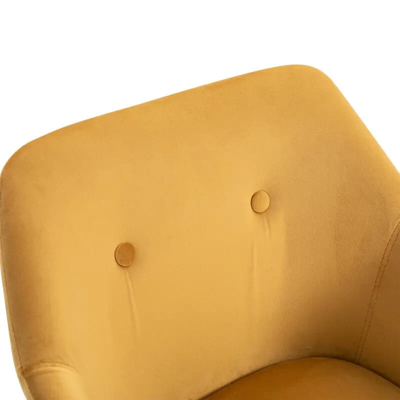 2x Yellow Velvet Dining Chairs Tub Seat with Arms Lounge Kitchen Chairs