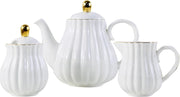 Porcelain Tea Set Teapot Milk Jug Sugar Bowl White Coffee Tea Set