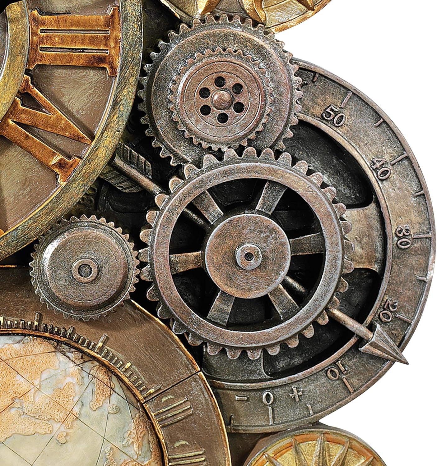 Steampunk Wall Clock Sculpture 43cm Gears of Time Polyresin Decor