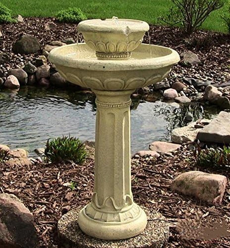 Large Solar Bird Bath Fountain 81cm Outdoor Garden Water Feature Resin