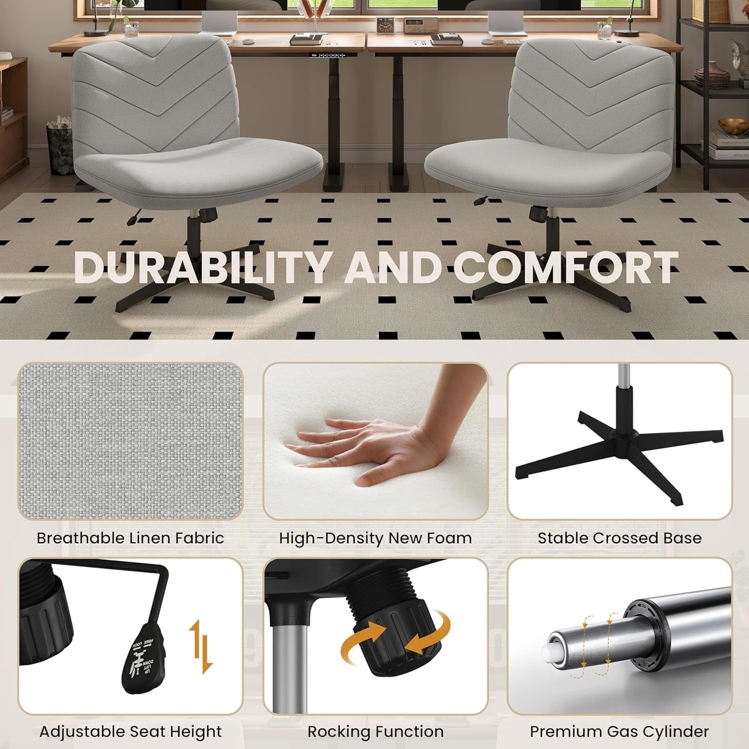 Adjustable Armless Office Chair Swivel Seat Ergonomic Home Desk Back Support