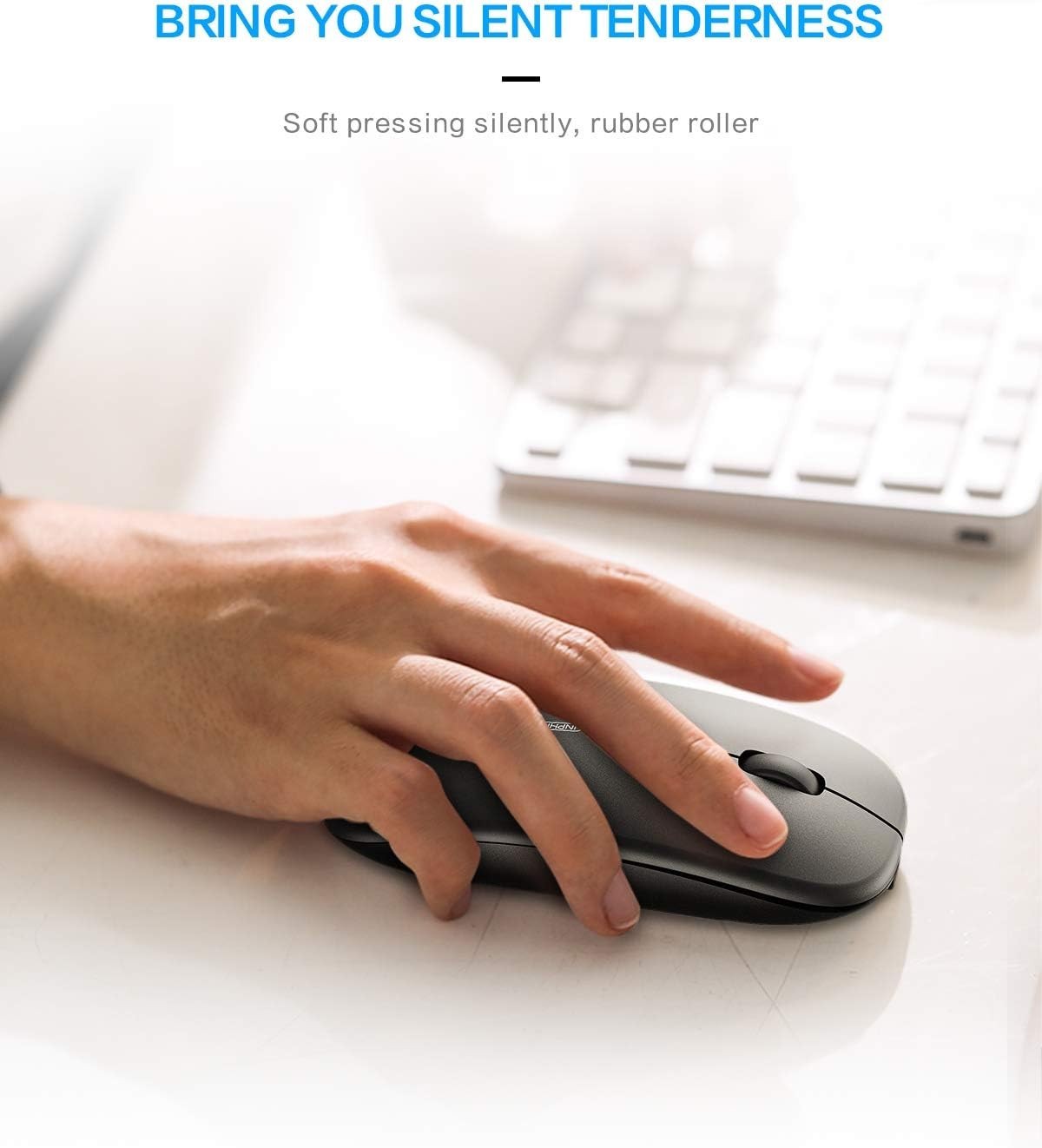 Slim Rechargeable Wireless Mouse Silent Click 2.4G USB Portable Laptop PC