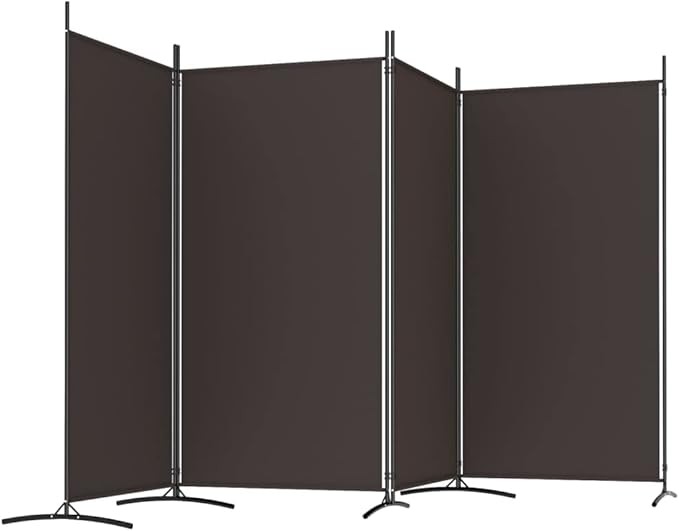 4 Panel Folding Room Divider Brown Privacy Screen 346x180cm Fabric Partition