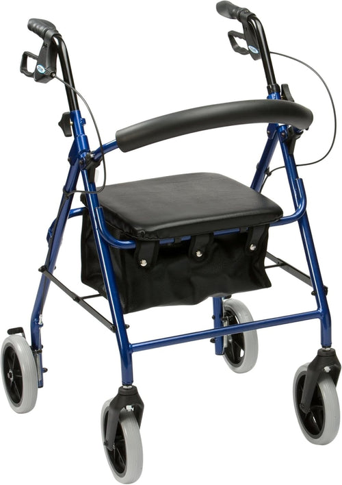 Lightweight 4 Wheel Rollator Walker with Seat Brakes Underseat Bag