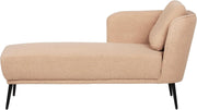 Retro Right Hand Boucle Chaise Lounge Beige Cushioned Sturdy Metal Legs
