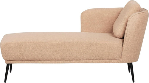 Retro Right Hand Boucle Chaise Lounge Beige Cushioned Sturdy Metal Legs