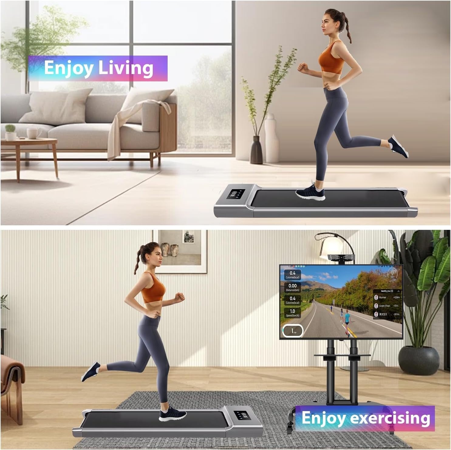 Under Desk Treadmill 1-12km/h Foldable Walking Pad with Bluetooth Speaker