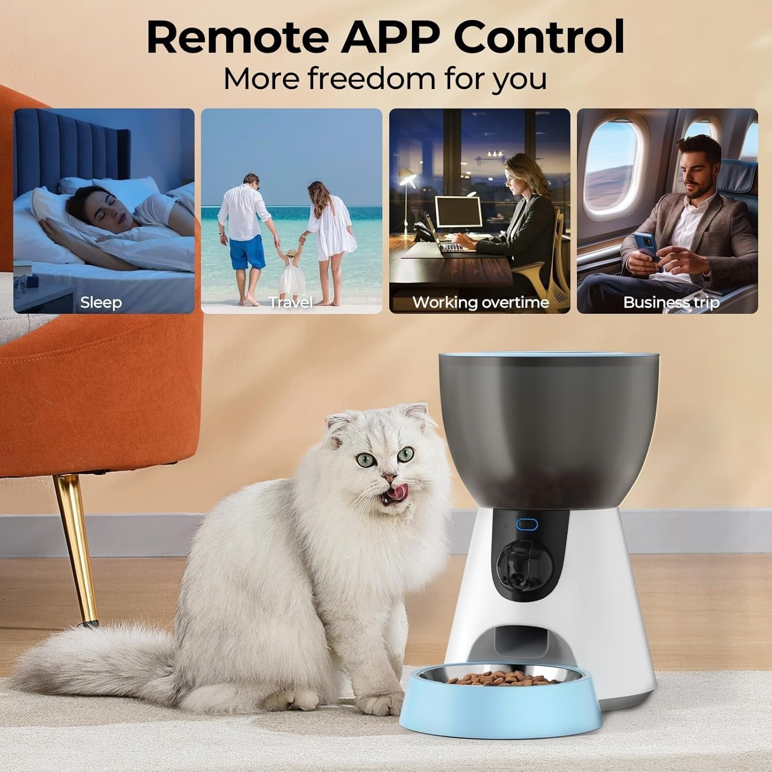Smart Pet Feeder with HD Camera WiFi App Control 4L Auto Food Dispenser