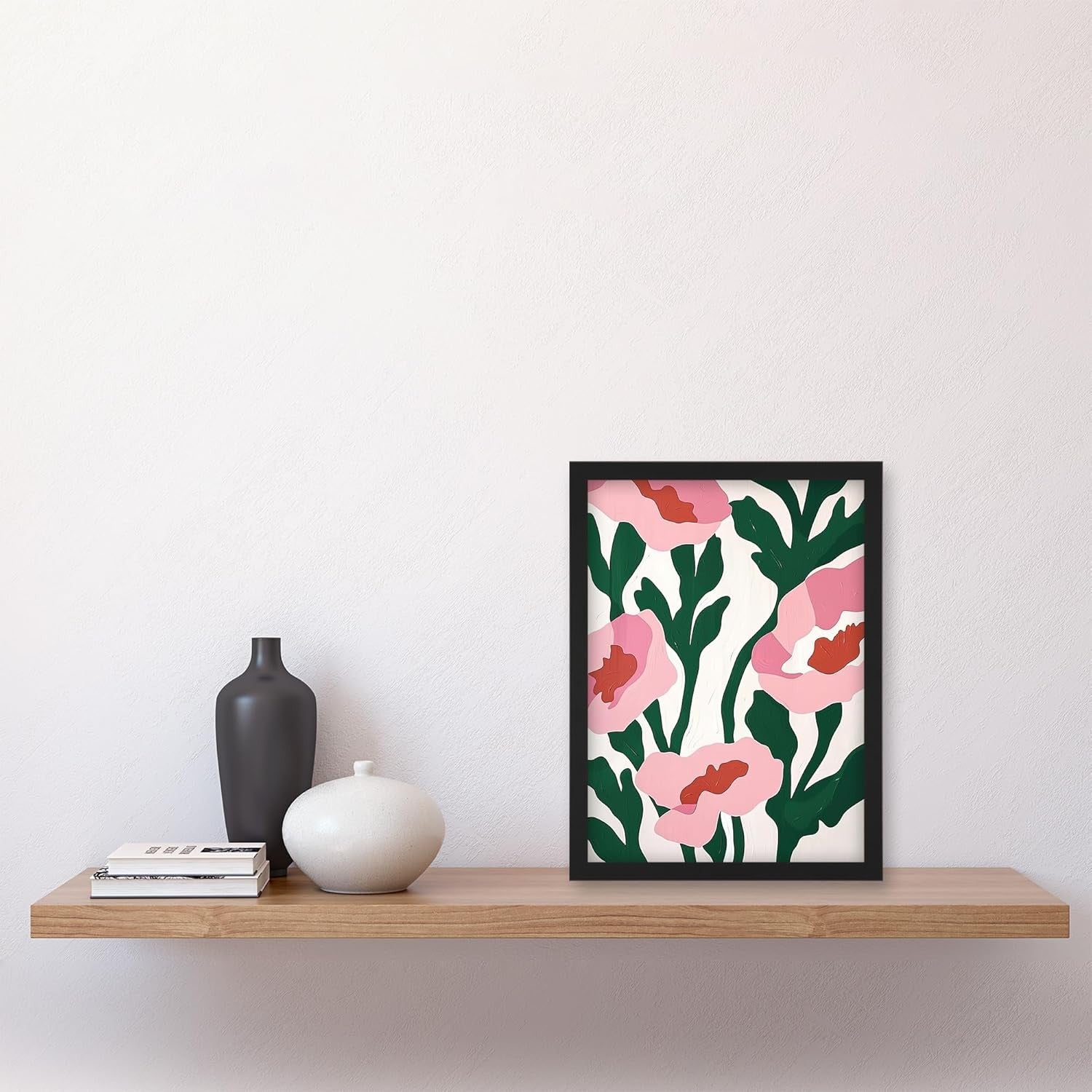 Abstract Flower Wall Art Print A4 Pink Green Floral Modern Decor