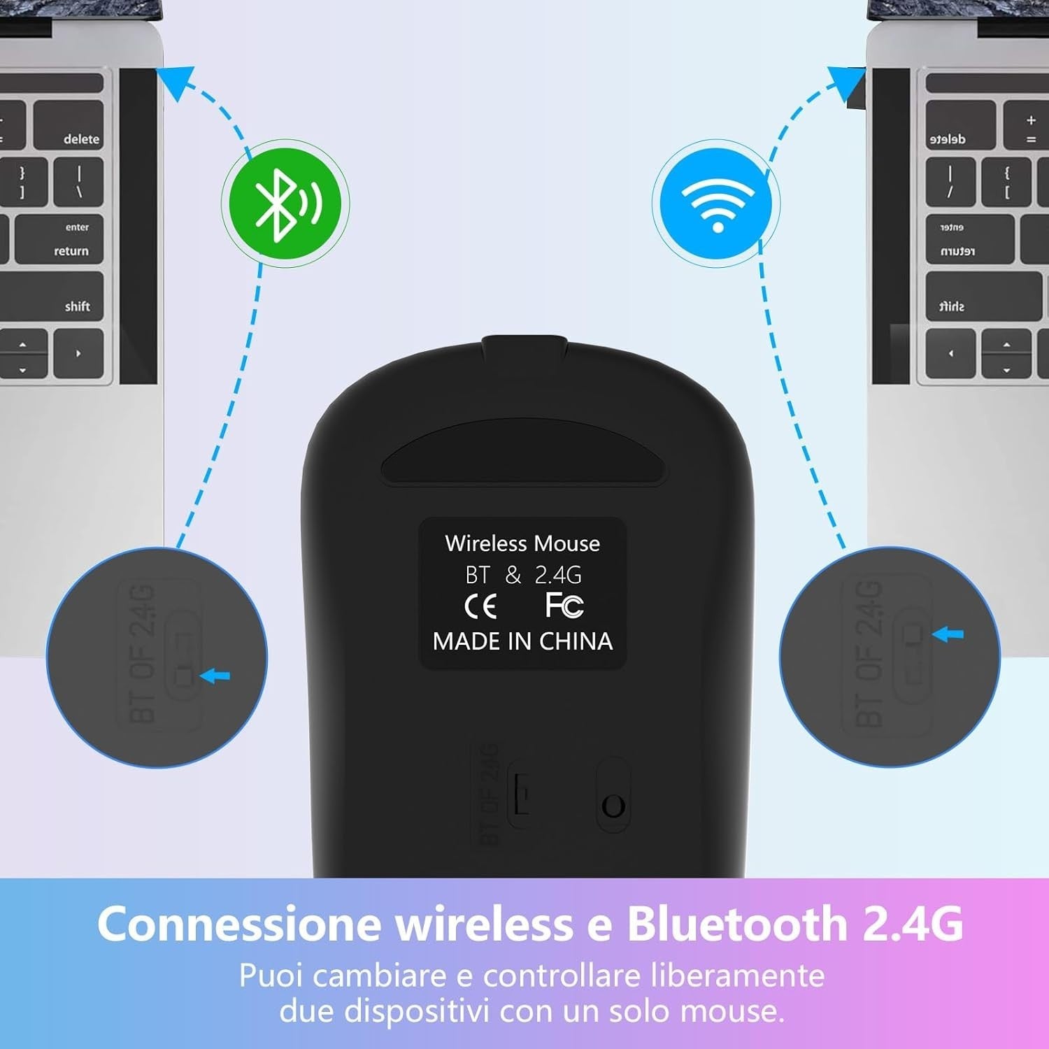 Rechargeable Wireless Mouse Bluetooth 2.4G 1600 DPI RGB