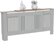 Adjustable Olive Grey Radiator Cover Cabinet MDF Slatted Grill with Shelf