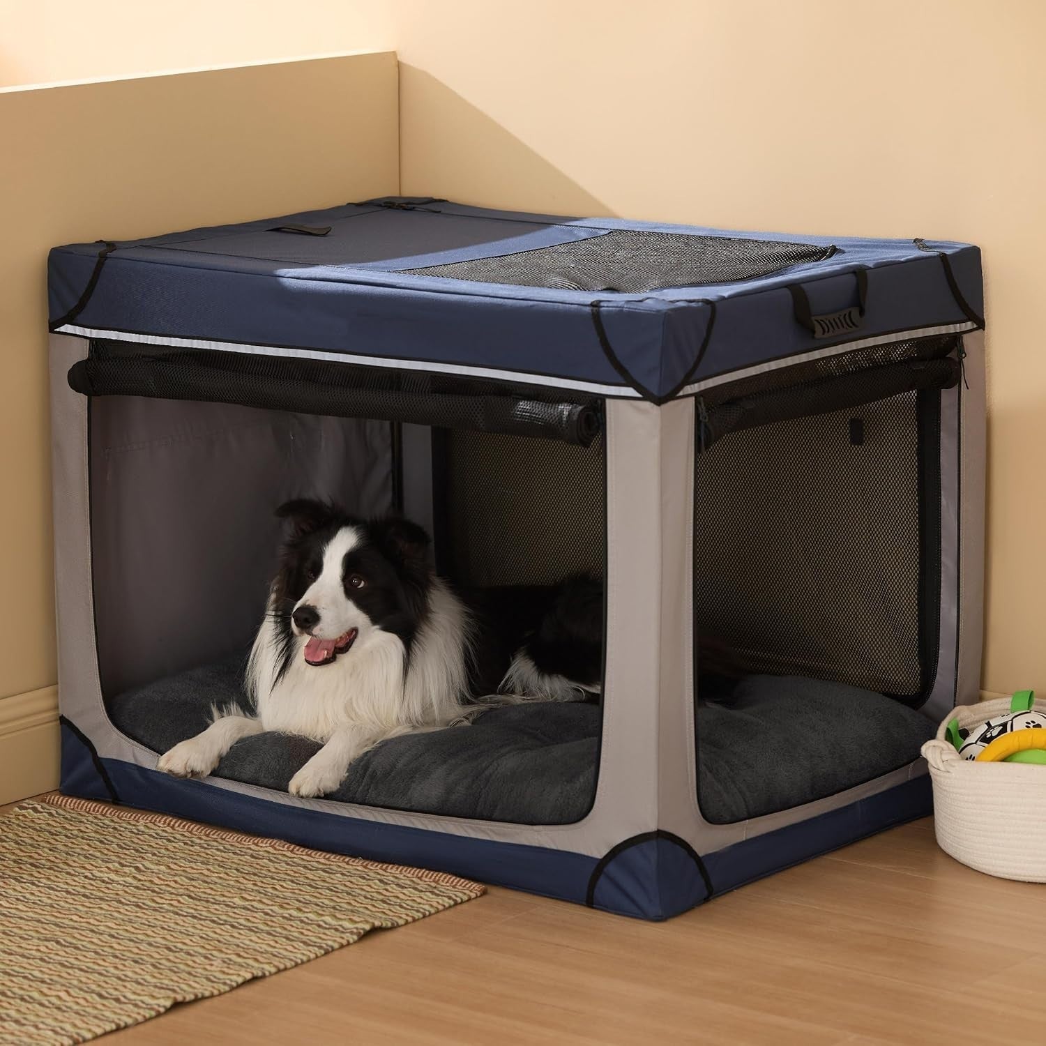 XL Dog Crate Bed 104x69cm Washable Calming Mattress Grey