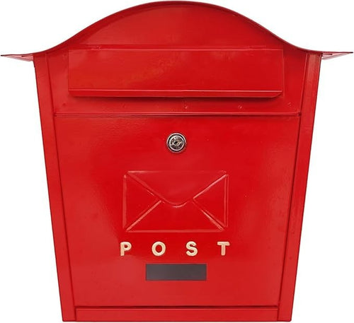 Lockable Wall Mounted Post Box Red Cast Iron Weatherproof Secure Mailbox