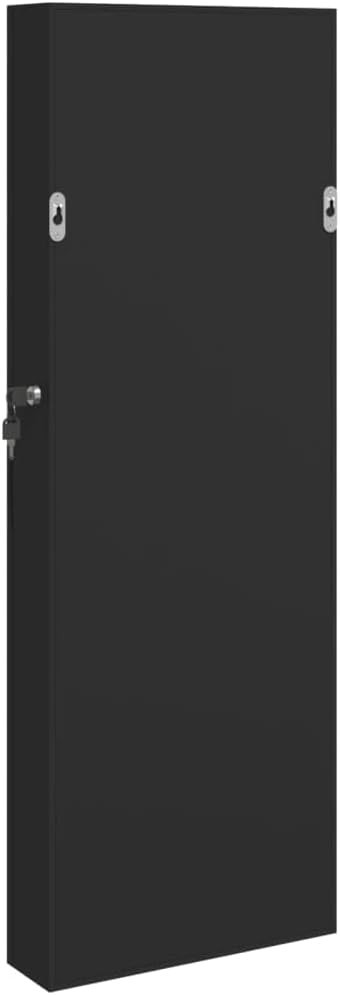 LED Wall Hanging Jewelry Armoire Mirror Lockable Slim Storage Black