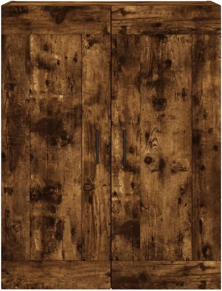 Wall Mounted Smoked Oak Cabinet with 3 Compartments - Space Saving
