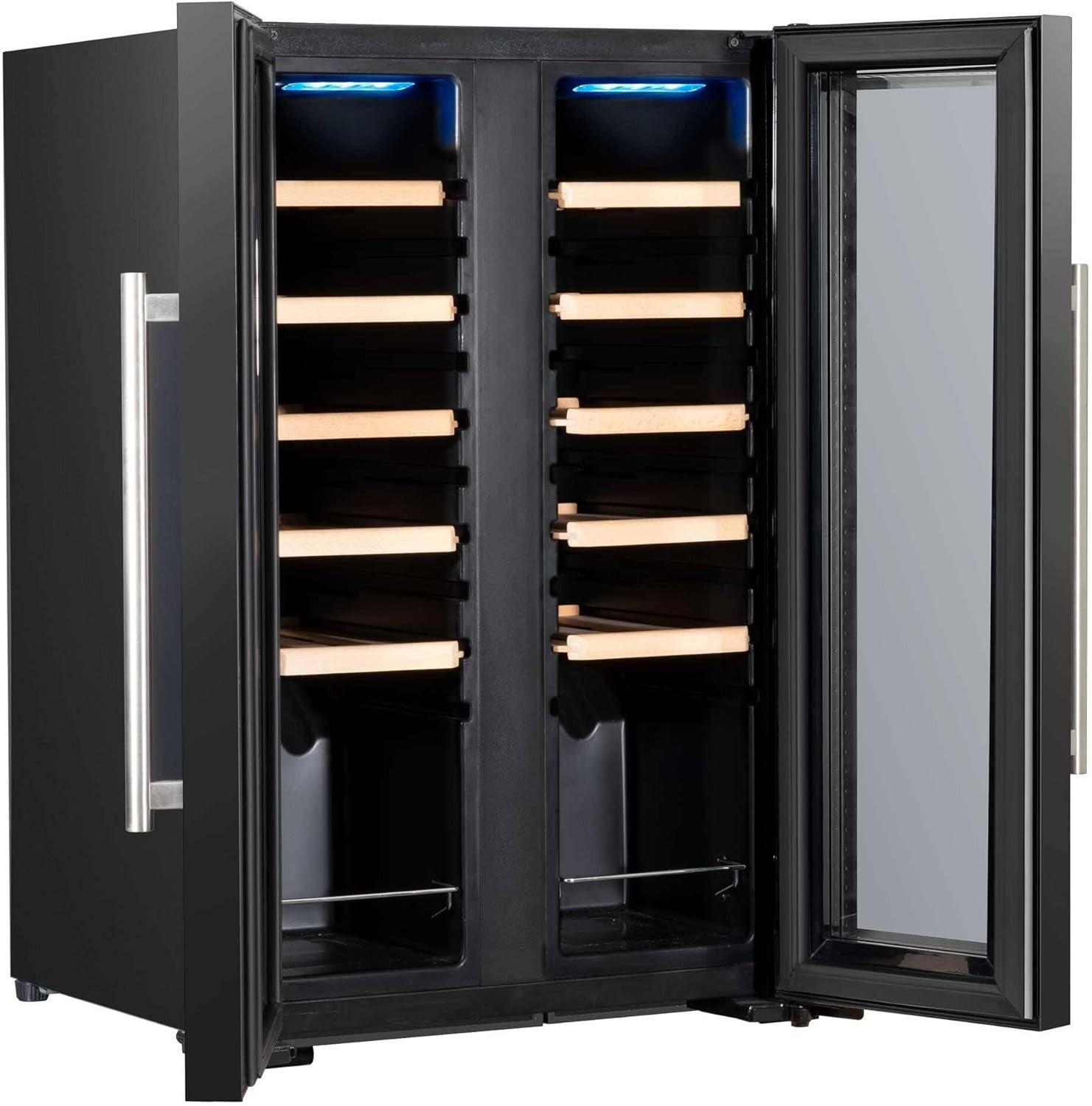 24 Bottle Dual Zone Wine Cooler Fridge Touch Screen LED Mirror Glass Doors