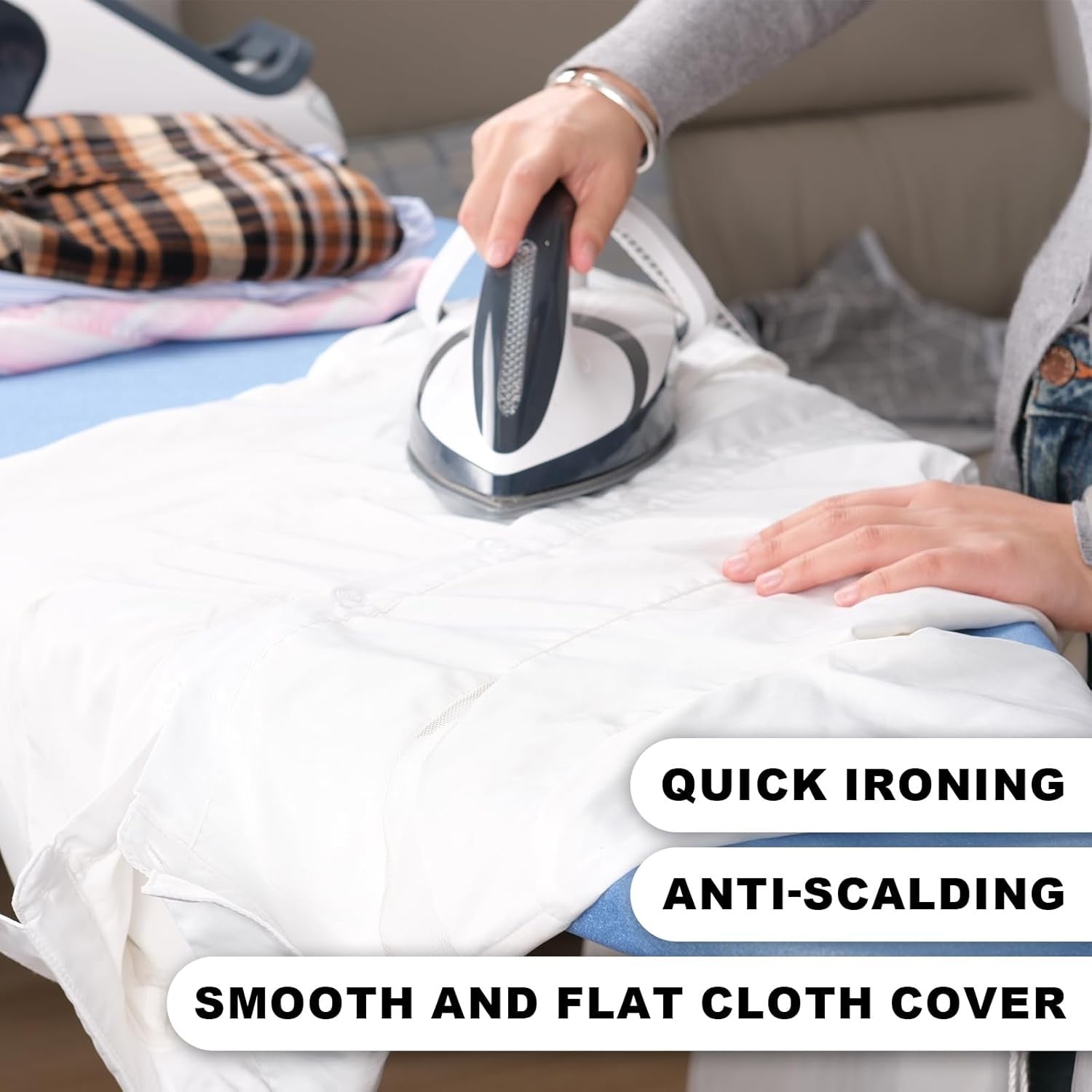 Extra Large Ironing Board Height Adjustable Foldable 120x45cm Cotton Cover