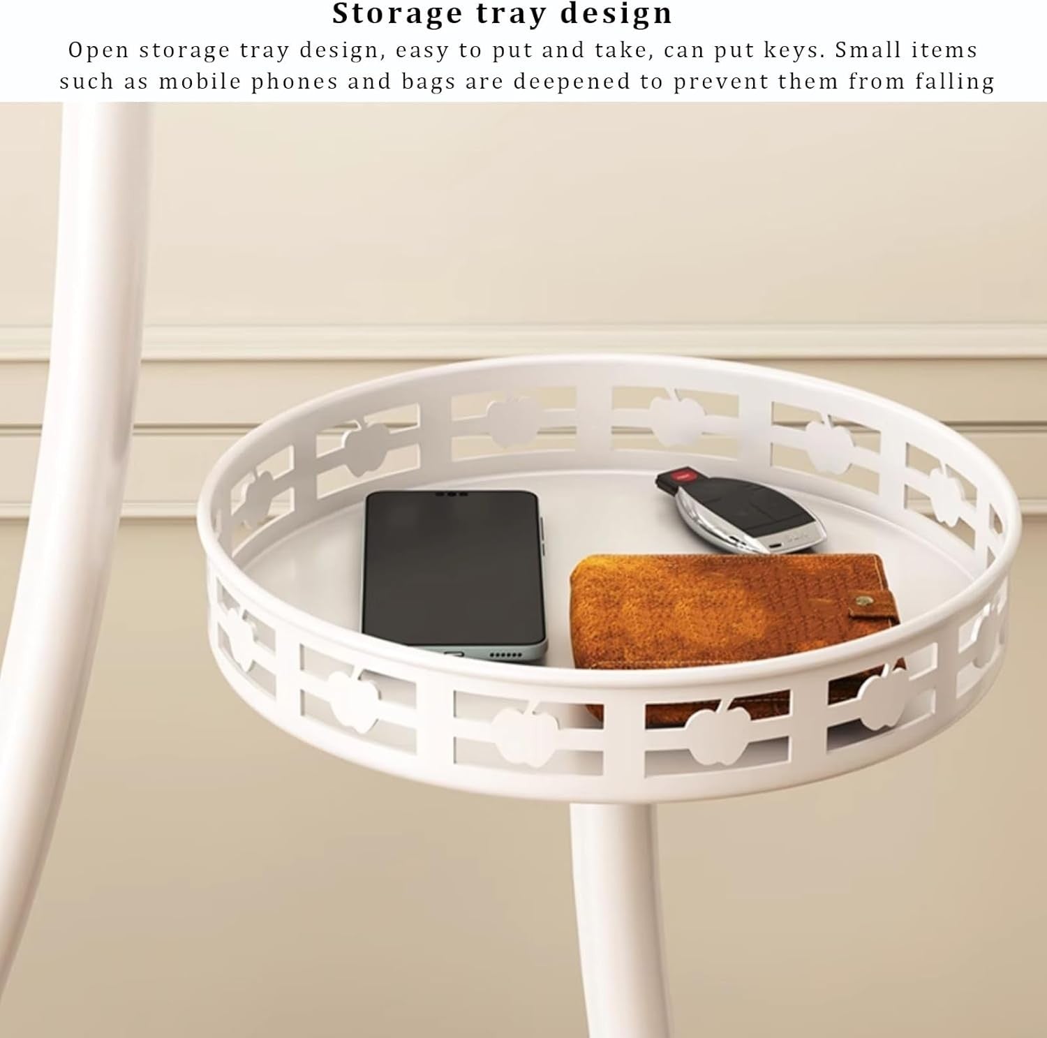 White Metal Coat Rack Stand with 8 Hooks Tray | Modern Hall Tree 171cm