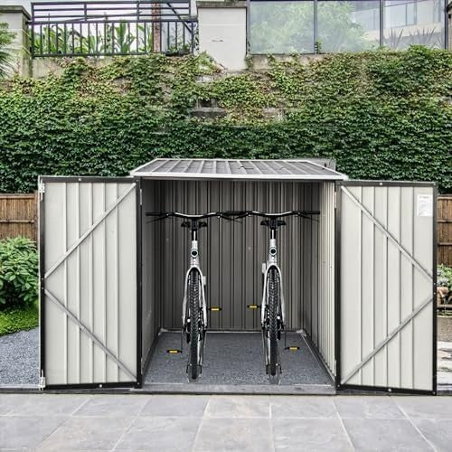 Metal Garden Storage Shed 6.5x4.7FT Outdoor Pent Roof Bike & Tool Organizer