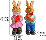Cute Rabbit Couple Garden Ornaments • Resin Outdoor Figurines • Patio Decor