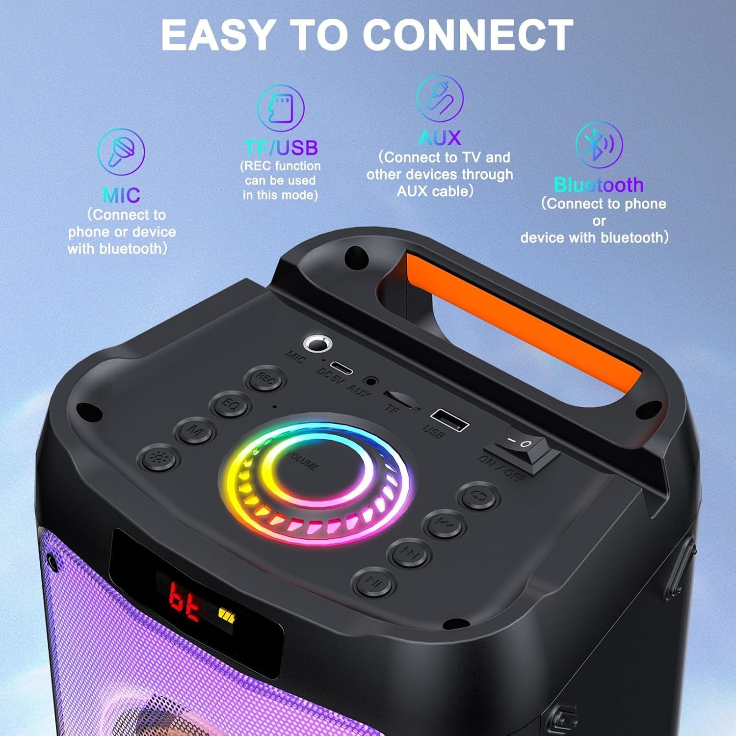 Portable Karaoke Machine 2 Wireless Bluetooth PA Speaker LED