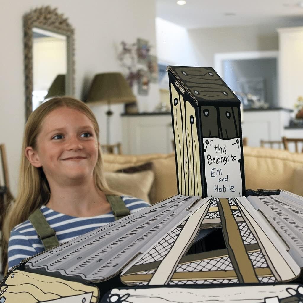 Kids Cardboard Playhouse Build Colour In Indoor Den w Periscope