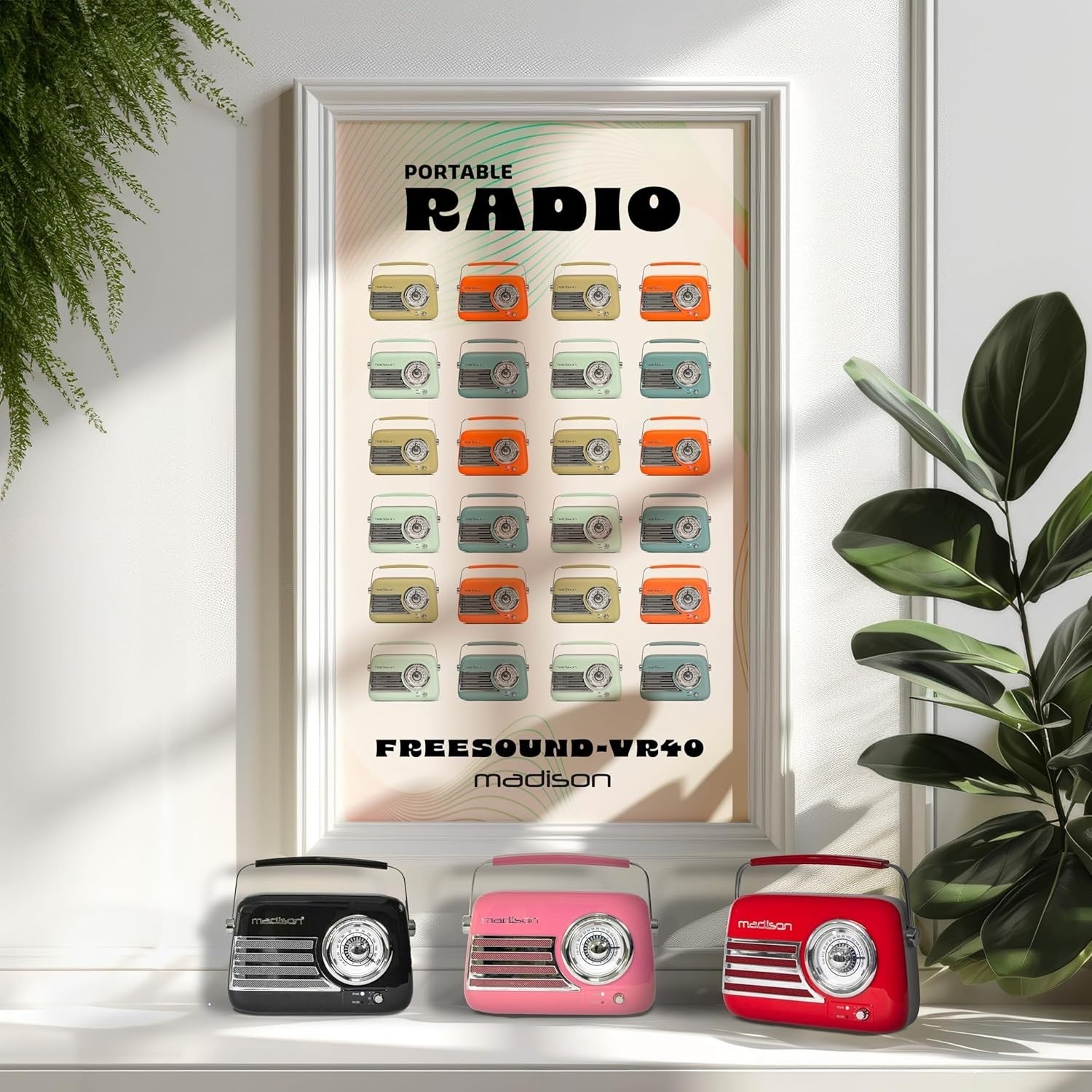 Vintage FM Radio 30W Bluetooth USB AUX Retro Portable Pink