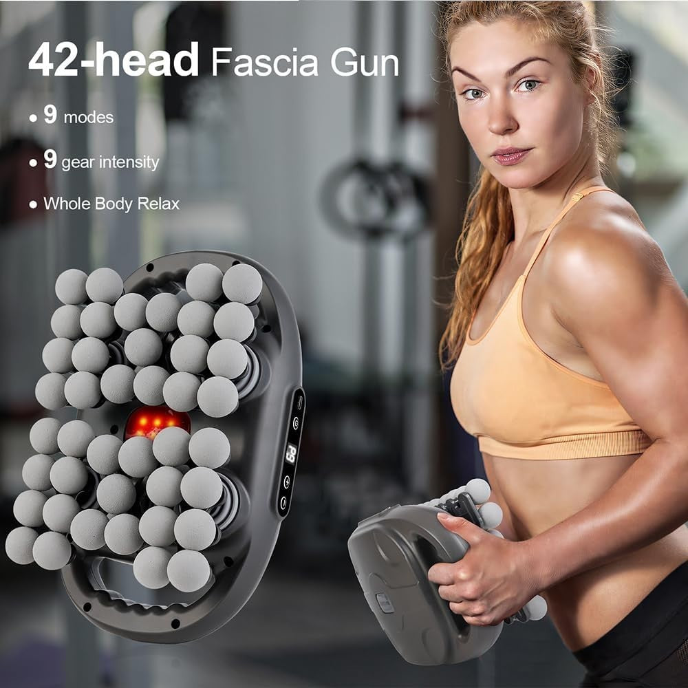42 Head Massage Gun Deep Tissue Red Light Therapy 9 Modes Full Body